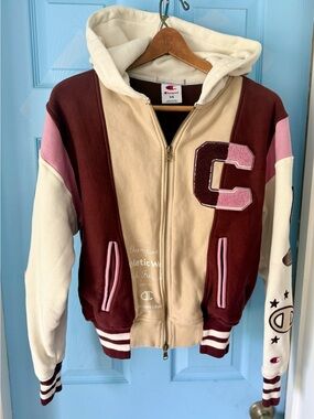 Champion Women Varsity Fleece Full Zip Hoodie - Maroon XS